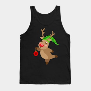 Deer With Christmas Hat Tank Top